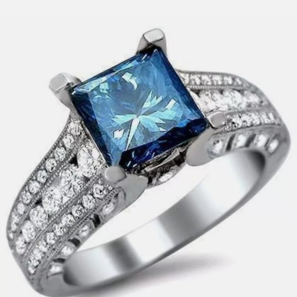 Stamped s925 Aquamarine Ring - Picture 2 of 3